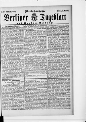 Berliner Tageblatt und Handels-Zeitung vom 18.05.1904