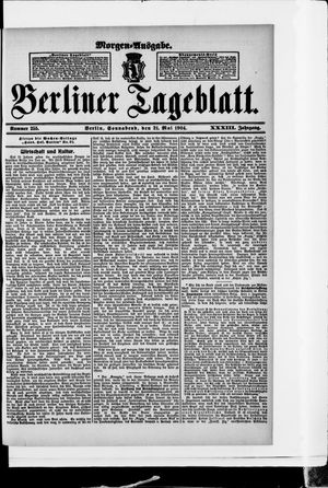 Berliner Tageblatt und Handels-Zeitung vom 21.05.1904