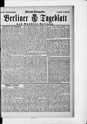 Berliner Tageblatt und Handels-Zeitung vom 21.05.1904