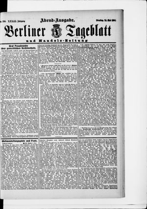 Berliner Tageblatt und Handels-Zeitung vom 24.05.1904