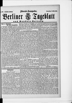 Berliner Tageblatt und Handels-Zeitung vom 26.05.1904