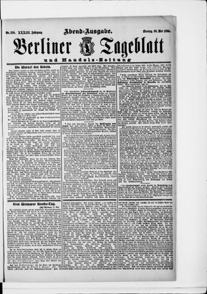 Berliner Tageblatt und Handels-Zeitung vom 30.05.1904