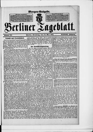 Berliner Tageblatt und Handels-Zeitung vom 31.05.1904