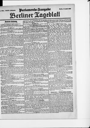 Berliner Tageblatt und Handels-Zeitung on Jun 10, 1904