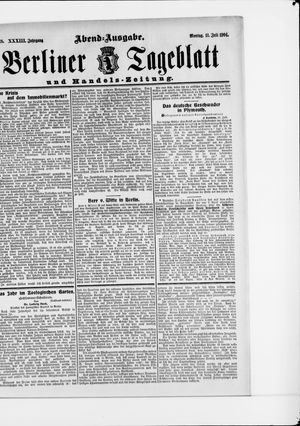 Berliner Tageblatt und Handels-Zeitung on Jul 11, 1904
