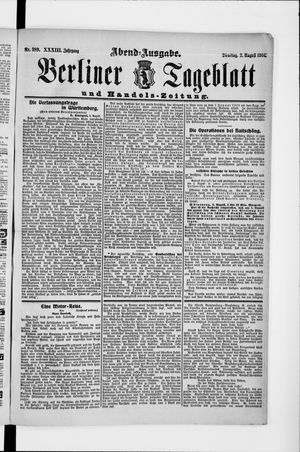 Berliner Tageblatt und Handels-Zeitung vom 02.08.1904