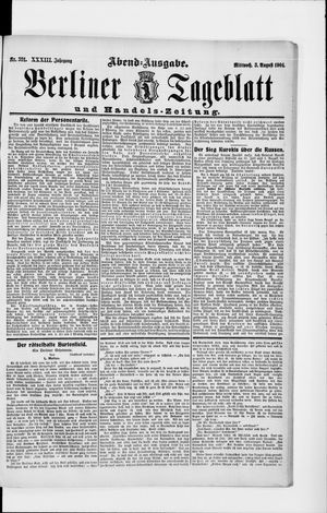 Berliner Tageblatt und Handels-Zeitung vom 03.08.1904