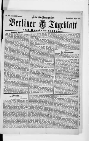 Berliner Tageblatt und Handels-Zeitung vom 06.08.1904
