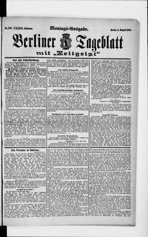 Berliner Tageblatt und Handels-Zeitung vom 08.08.1904