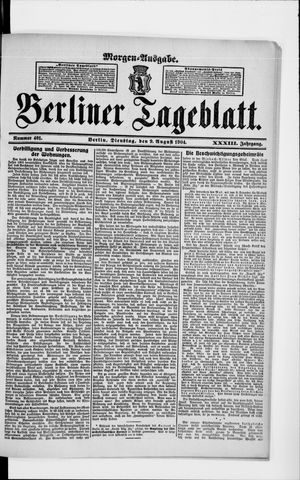Berliner Tageblatt und Handels-Zeitung vom 09.08.1904