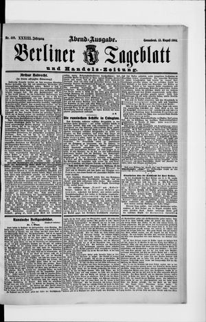Berliner Tageblatt und Handels-Zeitung vom 13.08.1904
