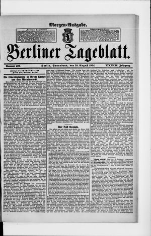 Berliner Tageblatt und Handels-Zeitung on Aug 20, 1904