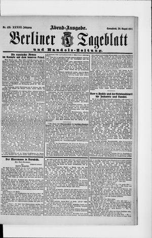 Berliner Tageblatt und Handels-Zeitung on Aug 20, 1904