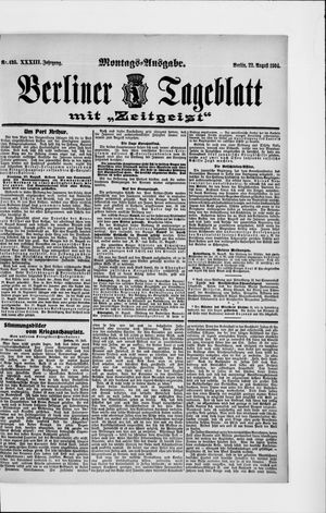 Berliner Tageblatt und Handels-Zeitung vom 22.08.1904