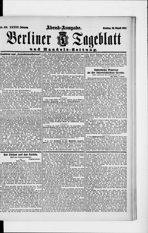 Berliner Tageblatt und Handels-Zeitung vom 23.08.1904