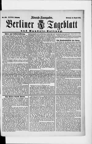 Berliner Tageblatt und Handels-Zeitung vom 24.08.1904