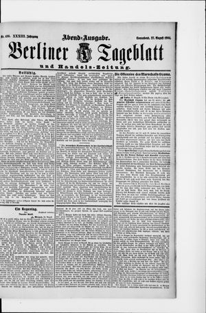 Berliner Tageblatt und Handels-Zeitung vom 27.08.1904