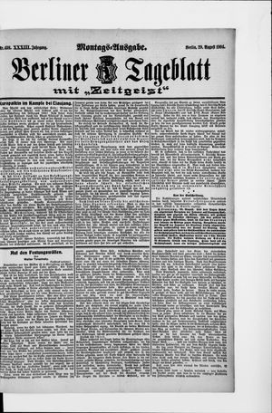 Berliner Tageblatt und Handels-Zeitung vom 29.08.1904