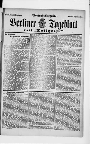 Berliner Tageblatt und Handels-Zeitung vom 05.09.1904