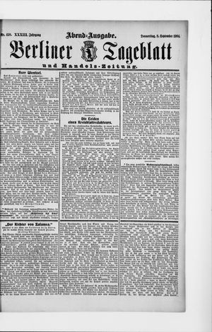 Berliner Tageblatt und Handels-Zeitung vom 08.09.1904