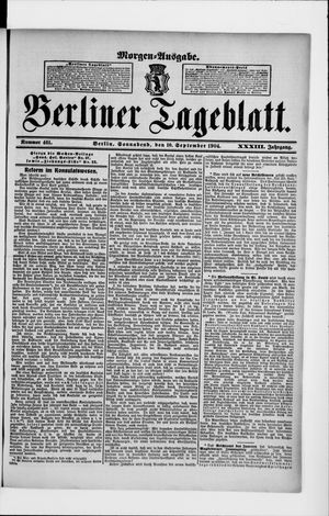 Berliner Tageblatt und Handels-Zeitung on Sep 10, 1904