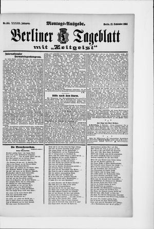 Berliner Tageblatt und Handels-Zeitung vom 12.09.1904