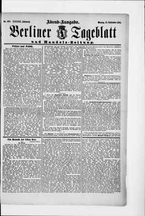 Berliner Tageblatt und Handels-Zeitung vom 12.09.1904