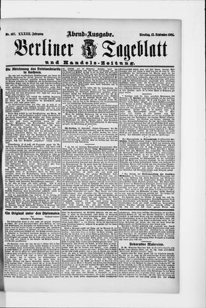 Berliner Tageblatt und Handels-Zeitung vom 13.09.1904