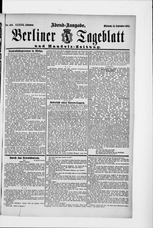 Berliner Tageblatt und Handels-Zeitung vom 14.09.1904