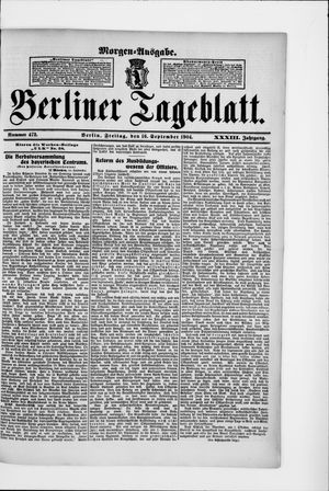 Berliner Tageblatt und Handels-Zeitung vom 16.09.1904