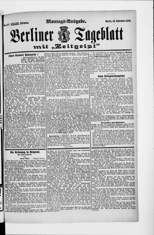 Berliner Tageblatt und Handels-Zeitung vom 19.09.1904