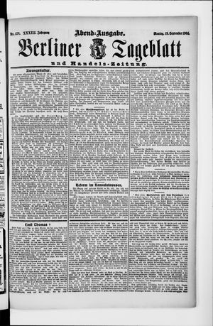 Berliner Tageblatt und Handels-Zeitung vom 19.09.1904