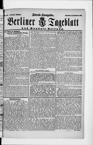 Berliner Tageblatt und Handels-Zeitung vom 24.09.1904