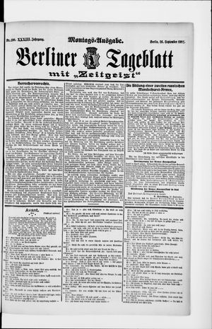 Berliner Tageblatt und Handels-Zeitung on Sep 26, 1904