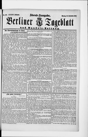 Berliner Tageblatt und Handels-Zeitung on Sep 26, 1904