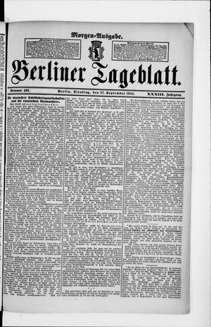 Berliner Tageblatt und Handels-Zeitung vom 27.09.1904