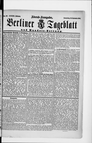 Berliner Tageblatt und Handels-Zeitung vom 29.09.1904