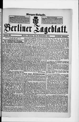 Berliner Tageblatt und Handels-Zeitung vom 30.09.1904