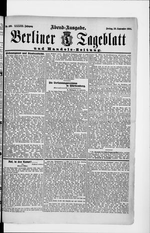 Berliner Tageblatt und Handels-Zeitung vom 30.09.1904