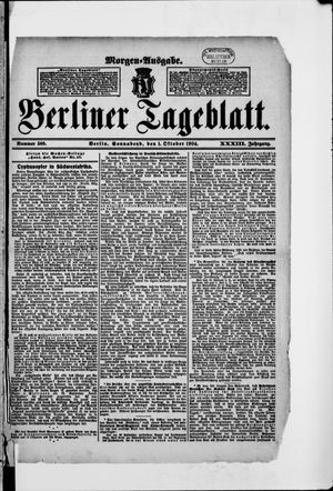 Berliner Tageblatt und Handels-Zeitung vom 01.10.1904