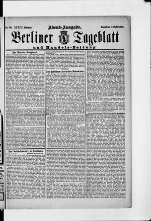 Berliner Tageblatt und Handels-Zeitung vom 01.10.1904