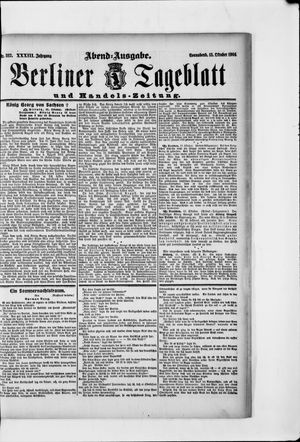 Berliner Tageblatt und Handels-Zeitung on Oct 15, 1904
