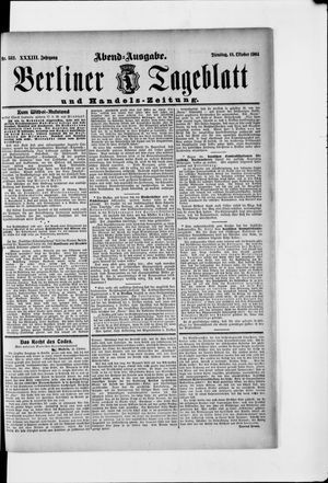 Berliner Tageblatt und Handels-Zeitung vom 18.10.1904