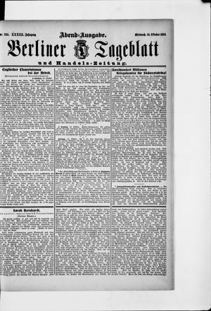 Berliner Tageblatt und Handels-Zeitung vom 19.10.1904