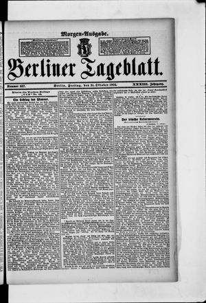 Berliner Tageblatt und Handels-Zeitung on Oct 21, 1904
