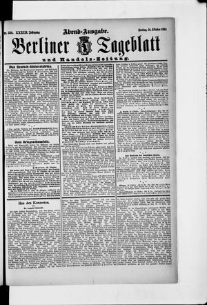 Berliner Tageblatt und Handels-Zeitung on Oct 21, 1904