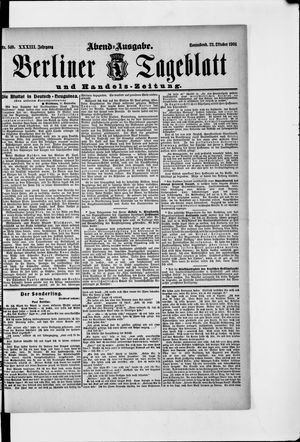 Berliner Tageblatt und Handels-Zeitung vom 22.10.1904