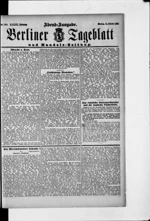 Berliner Tageblatt und Handels-Zeitung vom 24.10.1904