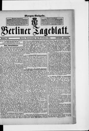 Berliner Tageblatt und Handels-Zeitung vom 27.10.1904