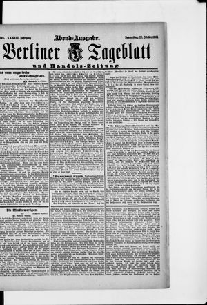 Berliner Tageblatt und Handels-Zeitung vom 27.10.1904